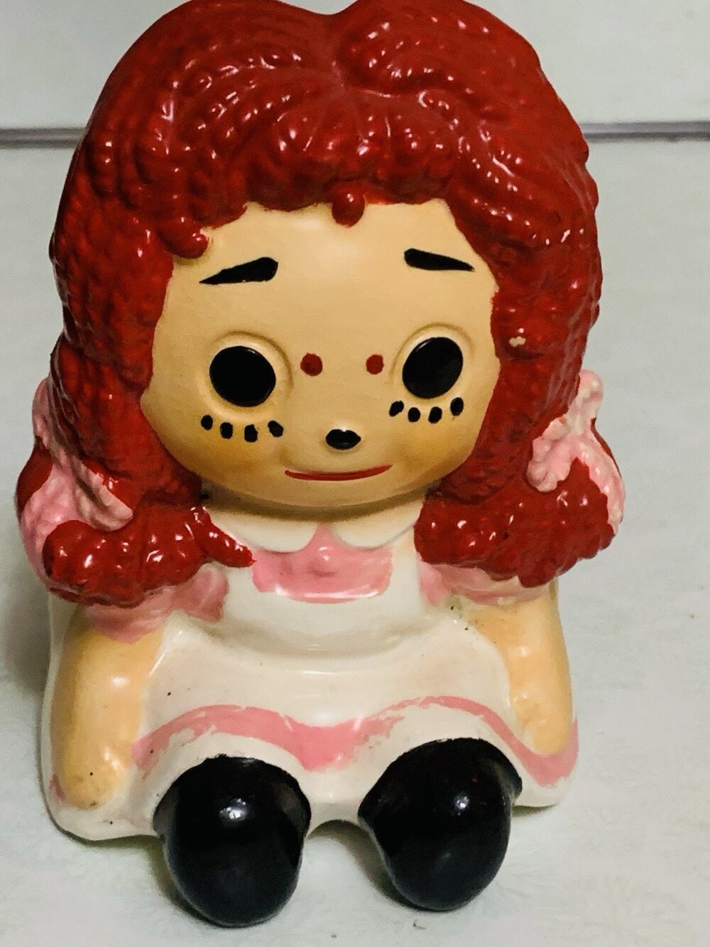 Vintage Raggedy Ann Planter Inarco Japan Ceramic Pink Dress Doll Figurine MCM